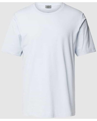 Hanro T-Shirt mit geripptem Rundhalsausschnitt - Blau