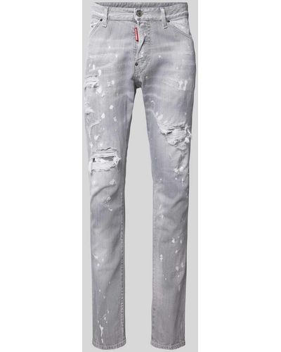DSquared² Skinny Fit Jeans im Destroyed-Look - Grau