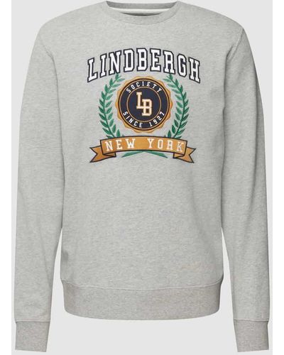 Lindbergh Sweatshirt mit Logo-Muster Modell 'Brand carrier o-neck' - Grau