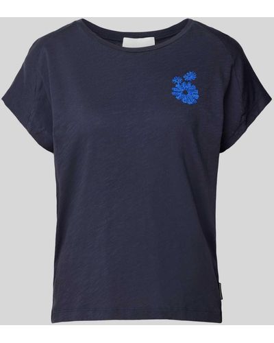 ARMEDANGELS T-shirt Met Bloemenstitching - Blauw