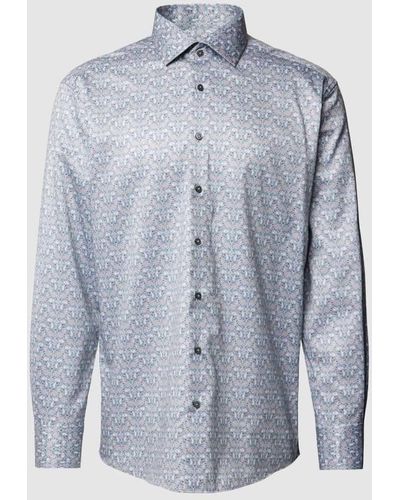 Eterna Premium Shirt mit Allover-Muster - Blau