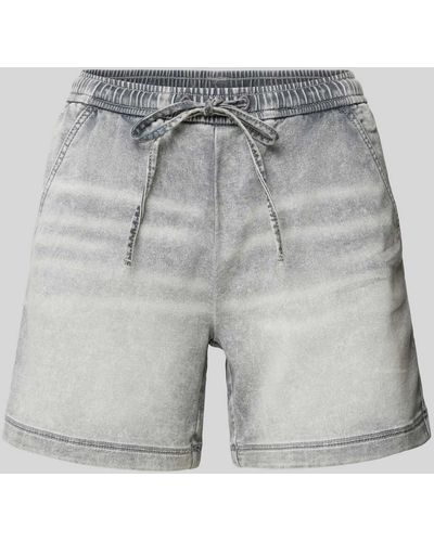 QS Flared Jeansshorts mit elastischem Bund - Grau