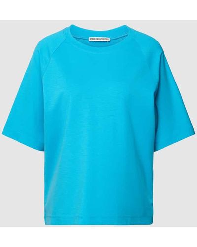 DRYKORN T-Shirt mit geripptem Rundhalsausschnitt Modell 'FIENE' - Blau
