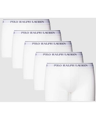 Polo Ralph Lauren Trunks mit elastischem Logo-Bund im 5er-Pack - Weiß