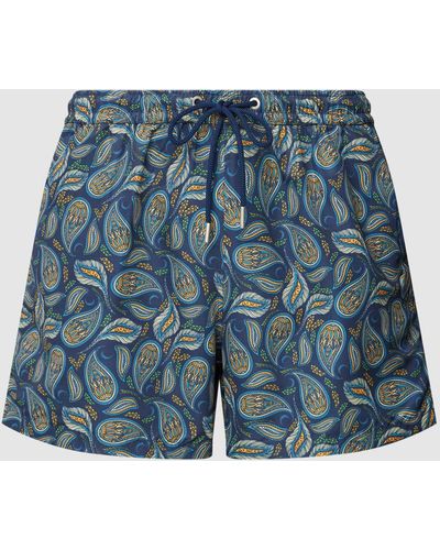 Hom Badehose mit Allover-Muster Modell 'BESPOKE ABACO' - Blau