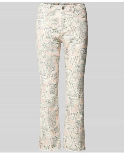 Seductive Slim Fit Hose mit Allover-Print Modell 'CLAIRE' - Natur