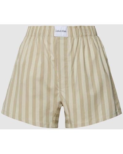 Calvin Klein Pyjama-Shorts mit Streifenmuster - Natur
