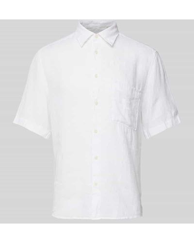 Marc O' Polo Regular Fit Freizeithemd aus Leinen mit Brusttasche - Weiß
