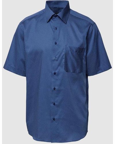 Eterna Comfort Fit Business-Hemd mit Allover-Muster - Blau