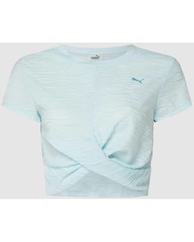 PUMA PERFORMANCE Cropped T-Shirt mit Strukturmuster - Blau