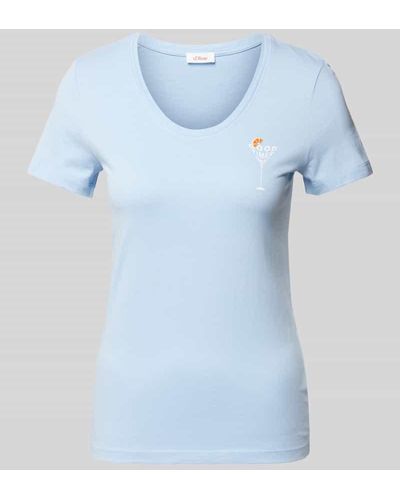 S.oliver T-Shirt mit Motiv-Print - Blau