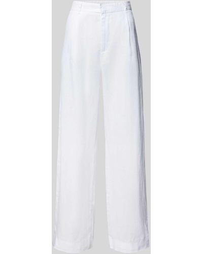 Gina Tricot Regular Fit Leinenhose mit Bundfalten Modell 'DENISE' - Weiß