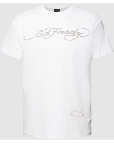 Ed Hardy T-shirt Met Labelprint - Wit