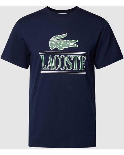 Lacoste T-shirt Met Label- En Logoprint - Blauw
