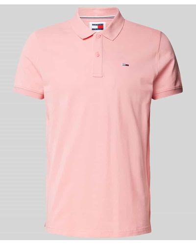 Tommy Hilfiger Slim Fit Poloshirt mit Logo-Stitching - Pink