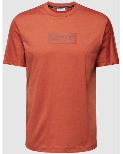 Calvin Klein T-shirt Met Labeldetail - Oranje