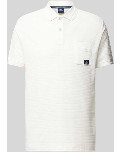 Lerros Poloshirt mit Label-Patch - Weiß