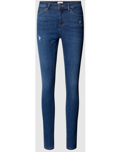 ONLY Skinny Fit Jeans im Destroyed-Look Modell 'WAUW' - Blau