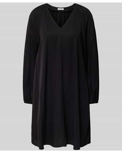 Marc O' Polo Knielanges Kleid aus Viskose mit V-Ausschnitt - Schwarz