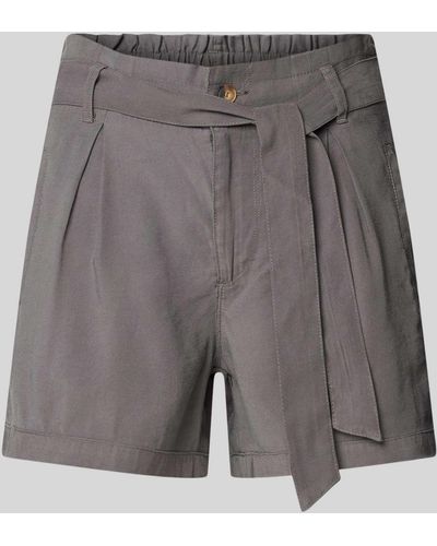 ONLY Shorts aus Viskose-Mix mit Bindegürtel - Grau