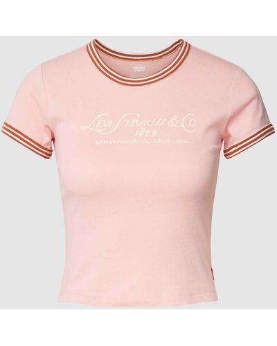 Levi's T-shirt Van Katoen Met Labelprint - Roze