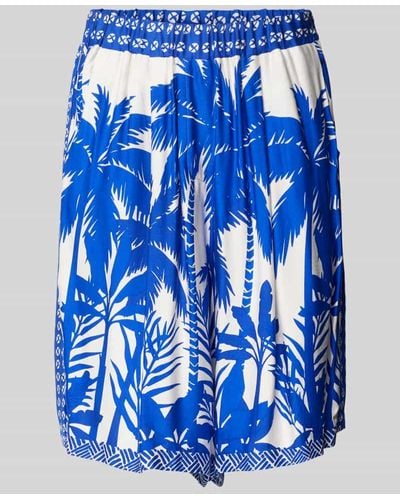 Milano Italy Loose Fit Shorts mit Allover-Motiv-Print Modell 'Tropical' - Blau