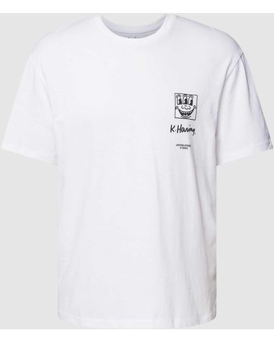 Jack & Jones T-Shirt mit rückseitigem Motiv-Print Modell 'KEITHHARING' - Weiß