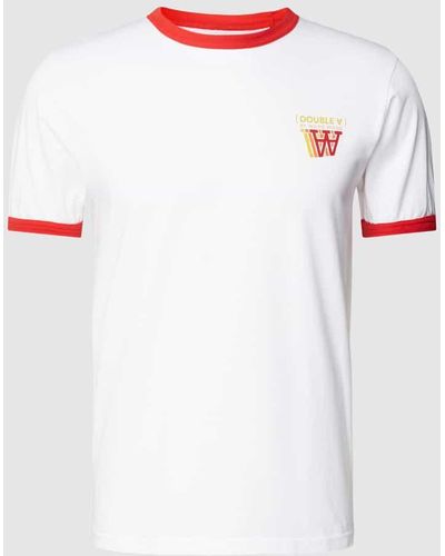 WOOD WOOD T-Shirt mit Label-Print Modell 'Tom' - Weiß