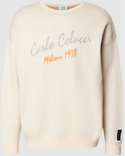 carlo colucci Sweatshirt mit Logo-Stitching - Natur