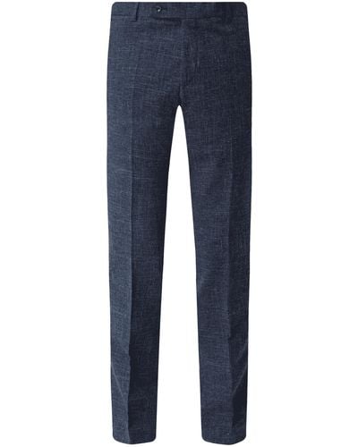 Atelier Torino Slim Fit Pantalon Met Linnen - Blauw