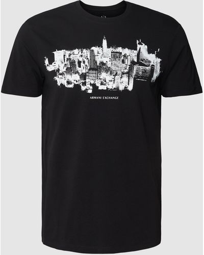 Armani Exchange T-Shirt mit Motiv-Print - Schwarz
