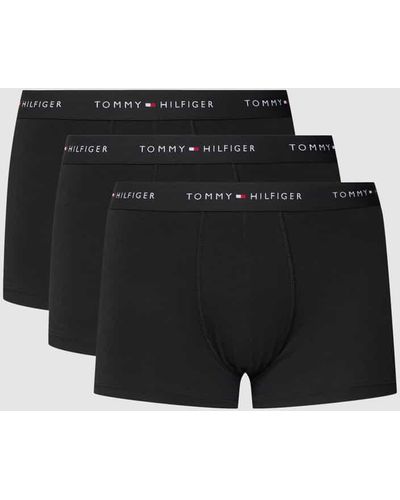 Tommy Hilfiger Trunks mit Logo-Stitching im 3er-Pack - Schwarz