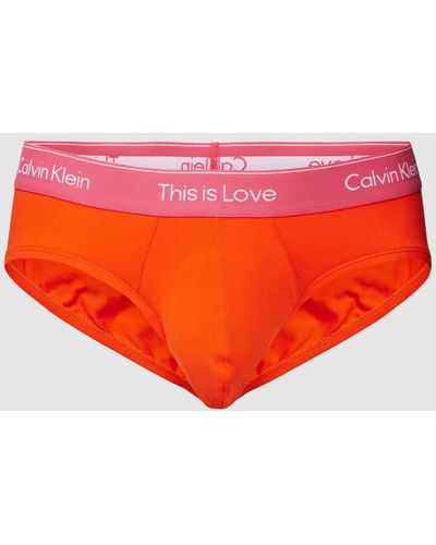 Calvin Klein Slip mit elastischem Logo-Bund - Orange