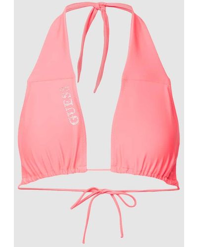 Guess Bikini-Oberteil mit Label-Print - Pink