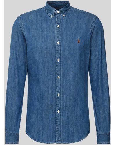 Polo Ralph Lauren Slim Fit Jeanshemd mit Logo-Stitching - Blau