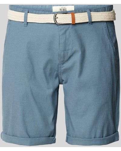 Redefined Rebel Korte Regular Fit Broek Met Riem - Blauw