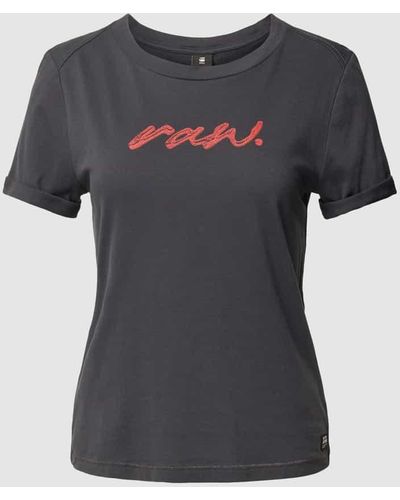 G-Star RAW T-Shirt mit Label-Print Modell 'Raw dot' - Schwarz