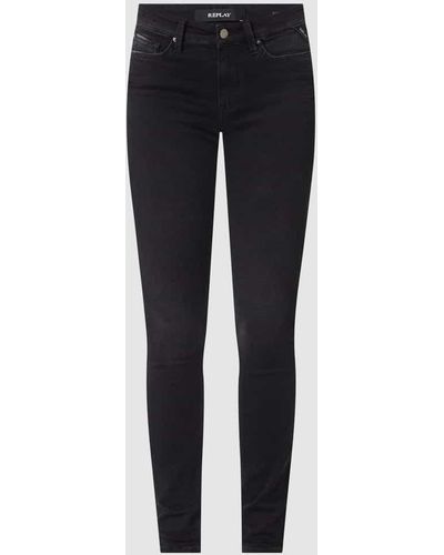 Replay Skinny Fit Jeans mit Stretch-Anteil Modell 'Luzien' HYPERFLEX - Schwarz