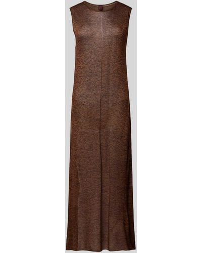 Stefanel Maxi-jurk Met Structuurmotief - Bruin