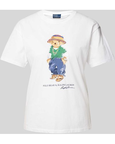 Polo Ralph Lauren T-Shirt mit Motiv- und Label-Print Modell 'Beach' - Weiß