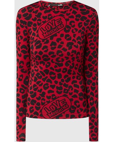 Love Moschino Shirt Met Lange Mouwen En Luipaardmotief - Rood