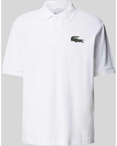 Lacoste Loose Fit Poloshirt mit Logo-Patch - Weiß