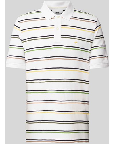 Fynch-Hatton Regular Fit Poloshirt mit Streifenmuster - Grau