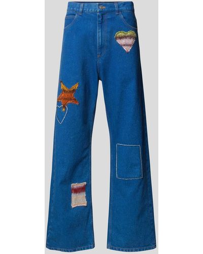 Marni Relaxed Fit Jeans mit Motiv-Patches - Blau