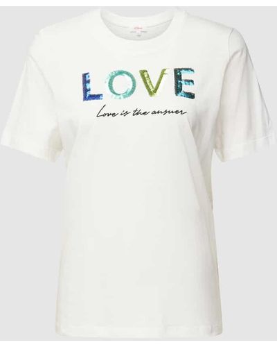 S.oliver T-Shirt mit Statement-Print - Mehrfarbig