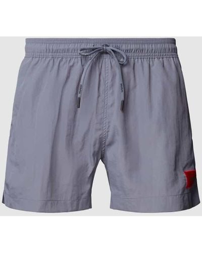 HUGO Badehose mit Label-Patch Modell 'Dominica' - Blau