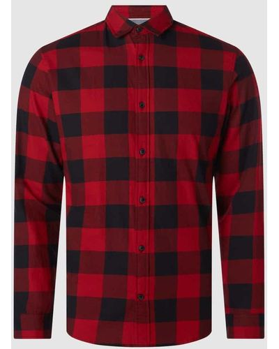 Jack & Jones Regular Fit Freizeithemd aus Twill Modell 'Gingham' - Rot