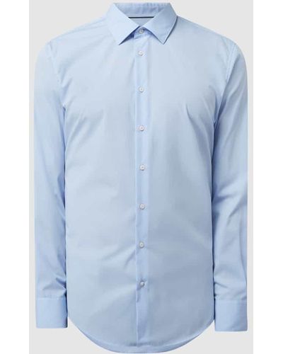 s.Oliver BLACK LABEL Slim Fit Business-Hemd aus Popeline - Blau