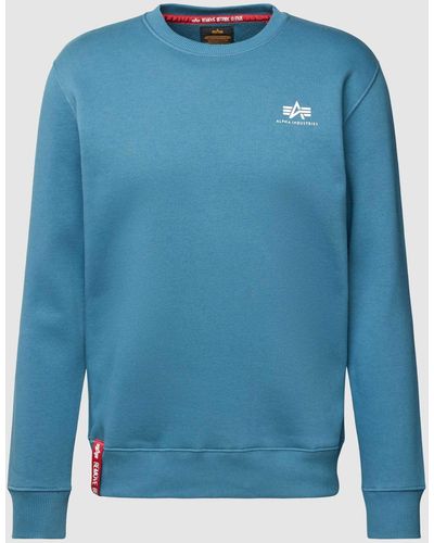 Alpha Industries Sweatshirt mit Label-Print Modell 'BASIC' - Blau