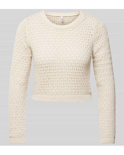 ONLY Strickpullover mit Lochmuster Modell 'MAURA LIFE' - Natur